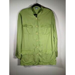 Democracy Vintage Y2K Womens Military Unlined Lime Green Jacket Cargo Size 1X